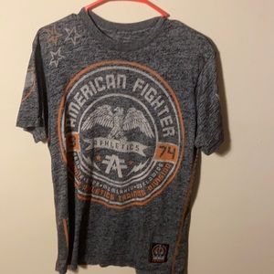 Gray and Black American Fighter T Shirt